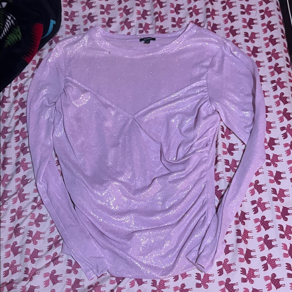 Express Sparkling Lilac Long Sleeve Top